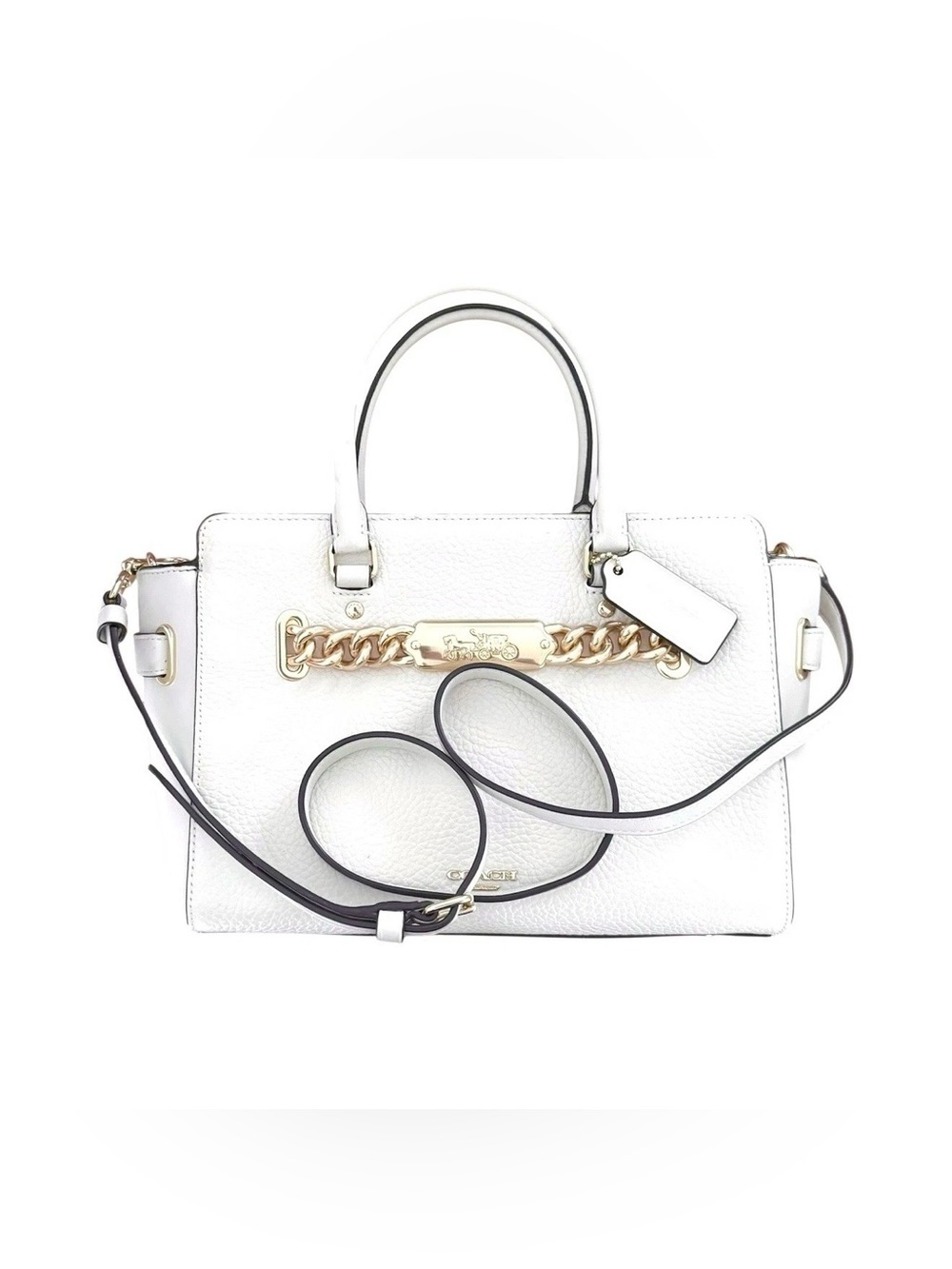Coach Blake 25 Carryall Chalk Pebbled Leather Purse